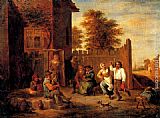 Peasants merrying outside an inn by David the Younger Teniers